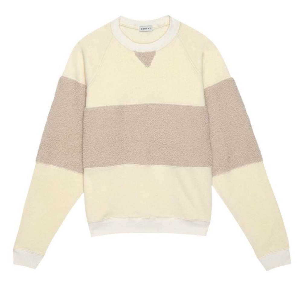 DONNI Eco-Fleece Sherpa Tri Crew - Stone/Creme